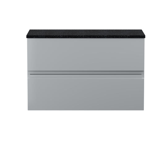  Hudson Reed Urban 800mm Wall Hung 2-Drawer Vanity Unit & Sparkling Black Worktop - Satin Grey