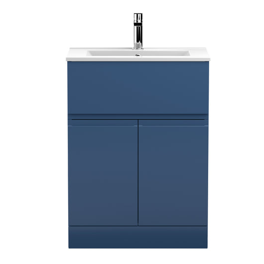  Hudson Reed Urban 600mm Floor Standing 2-Door/Drawer Vanity Unit & Basin 2 - Satin Blue