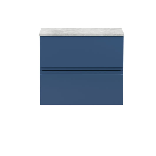  Hudson Reed Urban 600mm Wall Hung 2-Drawer Vanity Unit & Grey Worktop - Satin Blue