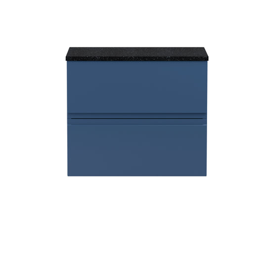  Hudson Reed Urban 600mm Wall Hung 2-Drawer Vanity Unit & Sparkling Black Worktop - Satin Blue