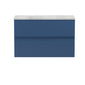 Hudson Reed Urban 800mm Wall Hung 2-Drawer Vanity Unit & Grey Worktop - Satin Blue