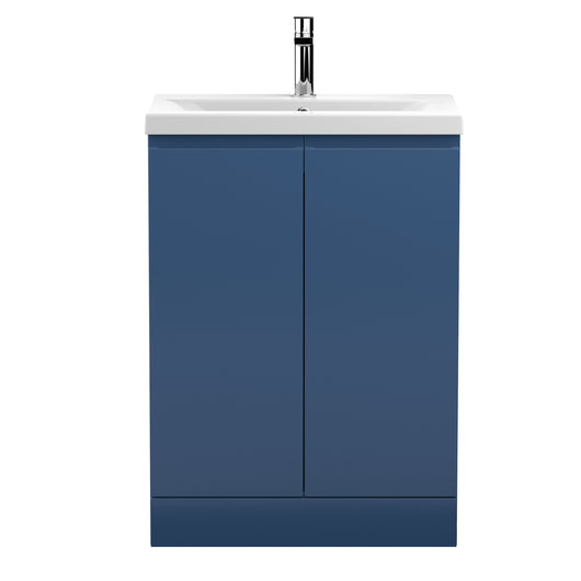  Hudson Reed Urban 600mm Floor Standing 2-Door Vanity Unit & Basin 1 - Satin Blue