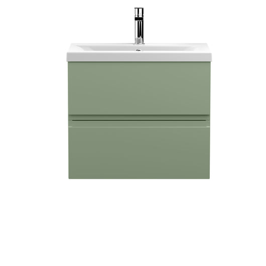  Hudson Reed Urban Green 600mm Wall Hung 2 Drawer Unit & Basin 1 - Satin Green