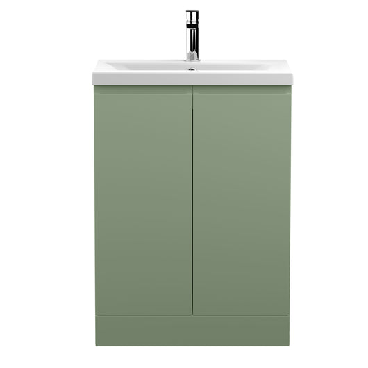  Hudson Reed Urban Green 600mm Floor Standing 2 Door Unit & Basin 1 - Satin Green