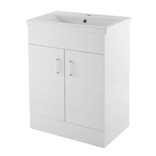  Nuie Eden 600mm Floor Standing Cabinet & Mid-Edge Basin - Gloss White