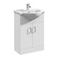 Nuie Mayford 550mm Floor Standing Cabinet & Round Basin - Gloss White - welovecouk