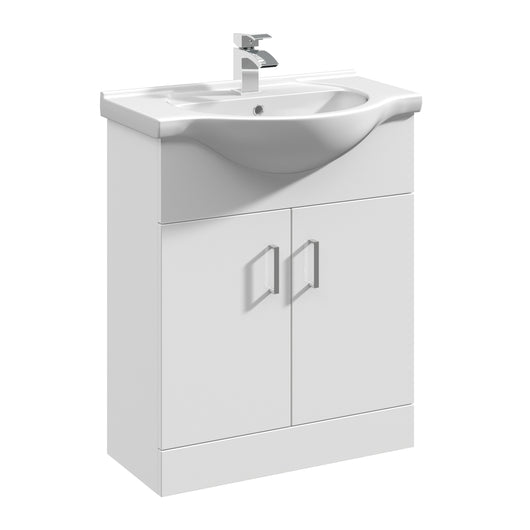  Nuie Mayford 650mm Floor Standing Cabinet & Round Basin - Gloss White