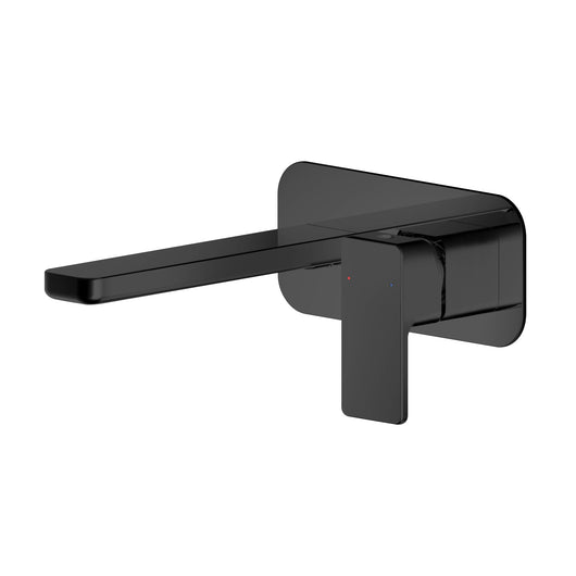  Nuie Windon Wall Mounted 2 Tap Hole Basin Mixer With Plate - Matt Black