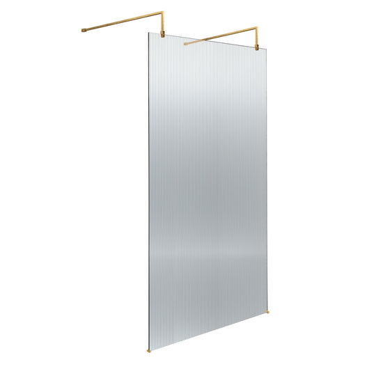  Hudson Reed 1000mm Fluted Wetroom Scren with Arms & Feet - Brushed Brass