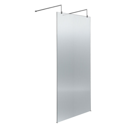  Hudson Reed 800mm Fluted Wetroom Scren with Arms & Feet - Polished Chrome