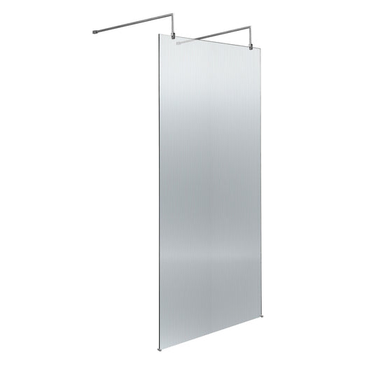  Hudson Reed 900mm Fluted Wetroom Scren with Arms & Feet - Polished Chrome