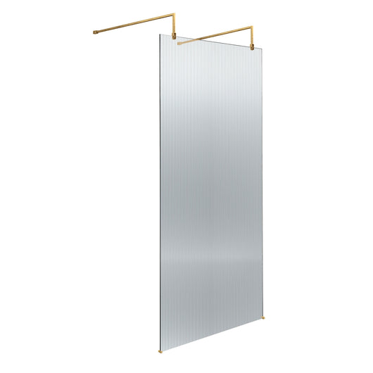  Hudson Reed 900mm Fluted Wetroom Scren with Arms & Feet - Brushed Brass