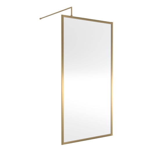  Nuie Full Outer Frame Wetroom Screen 1850x1000x8mm - Brushed Brass