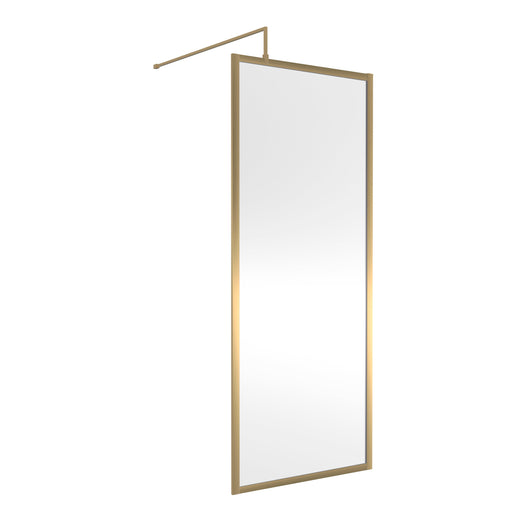  Nuie Full Outer Frame Wetroom Screen 1850x760x8mm - Brushed Brass