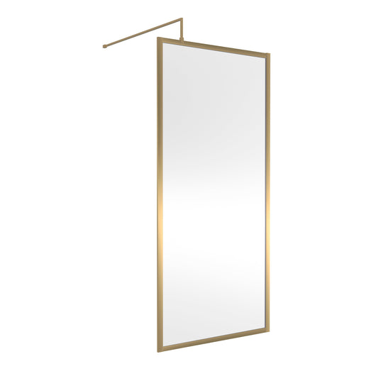  Nuie Full Outer Frame Wetroom Screen 1850x900x8mm - Brushed Brass