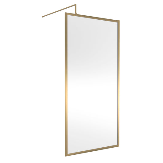  Hudson Reed Full Outer Frame Wetroom Screen 1950x1000x8mm - Brushed Brass