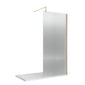 Hudson Reed 1000mm Fluted Wetroom Screen with Support Bar - Brushed Brass