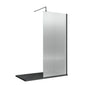 Hudson Reed 1000mm Fluted Wetroom Screen with Support Bar - Matt Black
