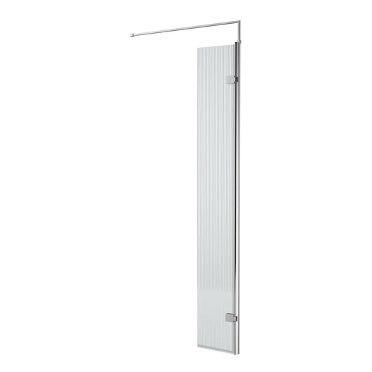  Hudson Reed 300x1950 Fluted Hinged Screen with Support Bar - Polished Chrome