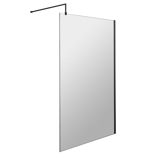  Hudson Reed Black Wetroom Screens 1200mm Wetroom Screen With Black Support Bar - Matt Black