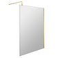 Nuie 1400mm Wetroom Screen With Support Bar - Brushed Brass