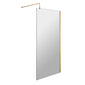 Nuie 900mm Wetroom Screen With Support Bar - Brushed Brass