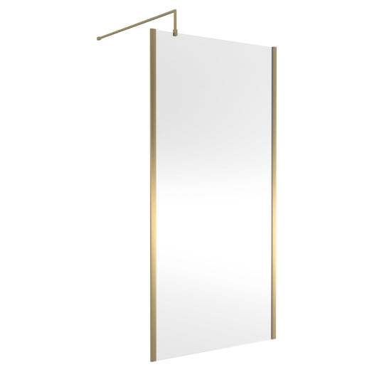  Nuie 1000mm Outer Framed Wetroom Screen with Support Bar - Brushed Brass