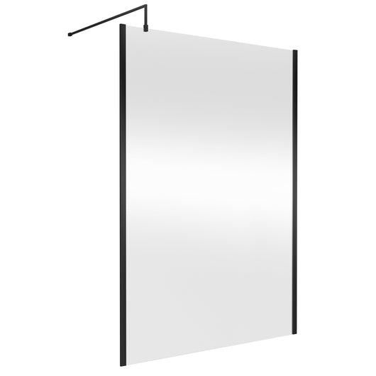  Nuie 1400mm Outer Framed Wetroom Screen with Support Bar - Matt Black