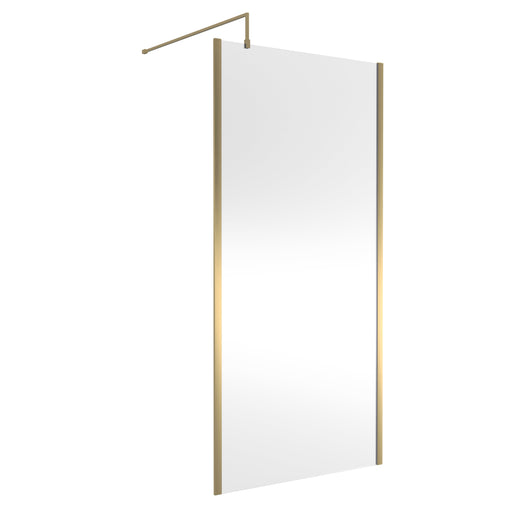  Hudson Reed 1000mm Outer Framed Wetroom Screen with Support Bar - Brushed Brass