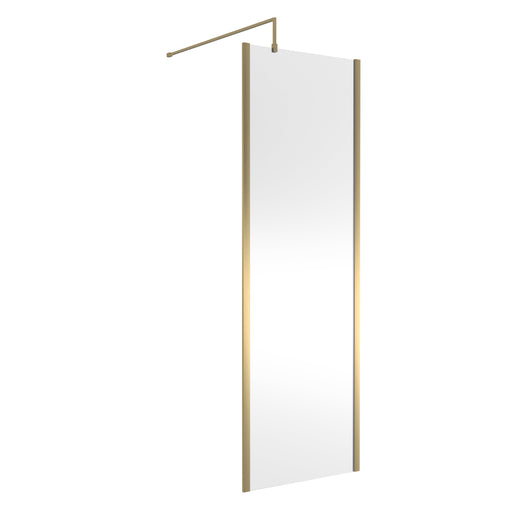  Hudson Reed 700mm Outer Framed Wetroom Screen with Support Bar - Brushed Brass