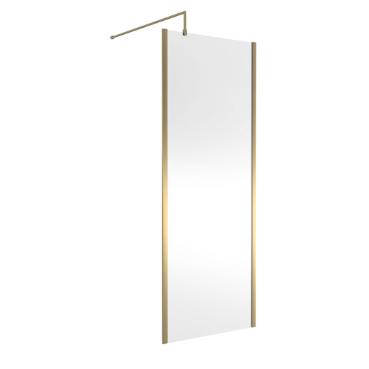  Hudson Reed 800mm Outer Framed Wetroom Screen with Support Bar - Brushed Brass