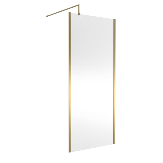  Hudson Reed 900mm Outer Framed Wetroom Screen with Support Bar - Brushed Brass